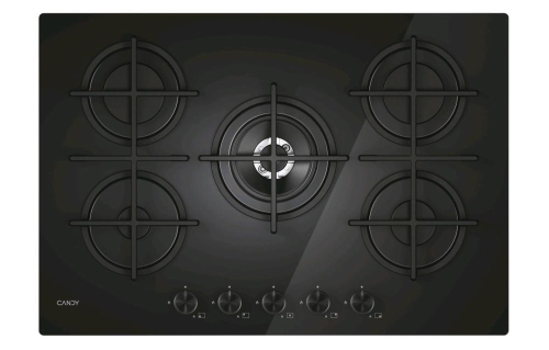 CANDY CVG74WTB PIANO COTTURA A GAS 5 FUOCHI 75 CM PIANO IN ACCIAIO INOX NERO